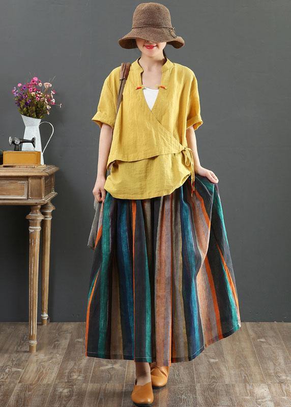 Striped A-Line Retro Print Skirt  Stylish for Women | Elowen