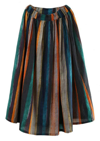 Striped A-Line Retro Print Skirt  Stylish for Women | Elowen