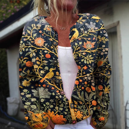 Floral print button-front everyday cardigan for women | Eloria Bloom -5