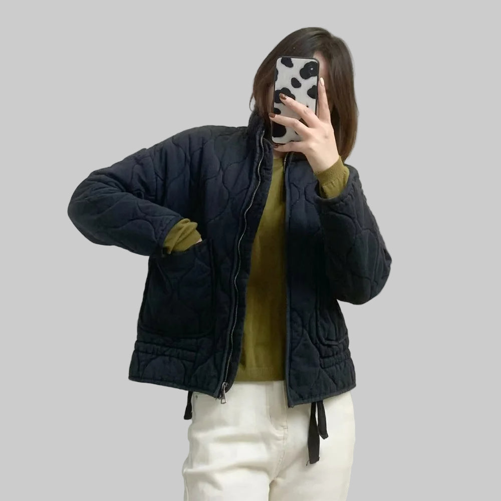 Quilted puffer jacket with stand collar for women | Mirela