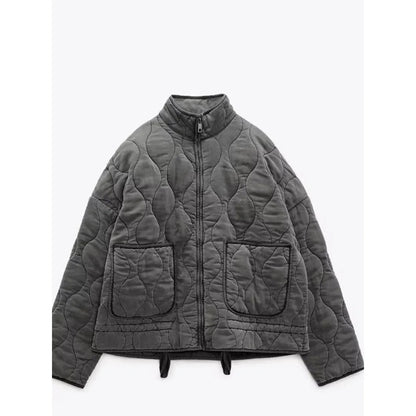 Quilted puffer jacket with stand collar for women | Mirela