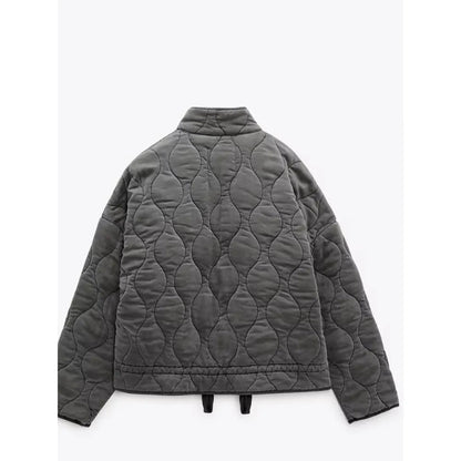 Quilted puffer jacket with stand collar for women | Mirela