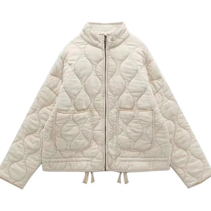 Quilted puffer jacket with stand collar for women | Mirela