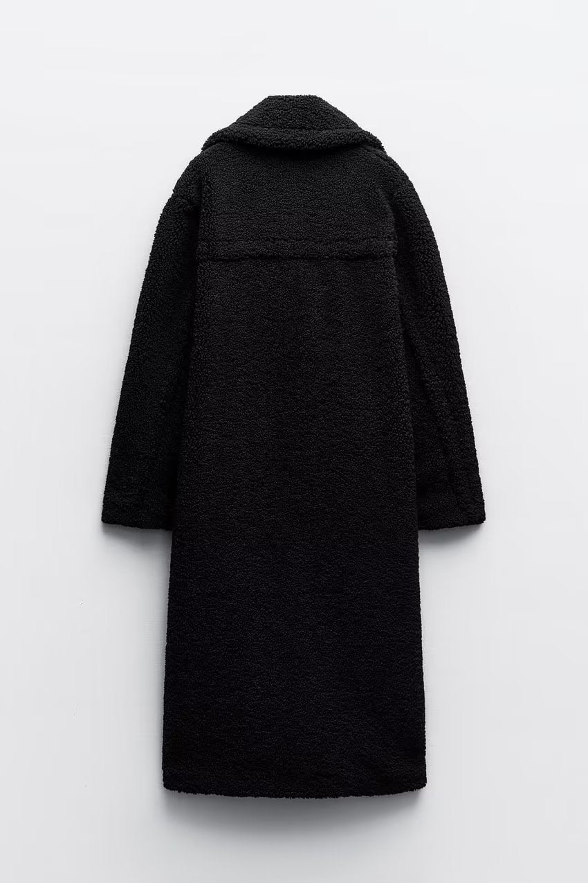 Textured double-breasted long coat for women | Elowen