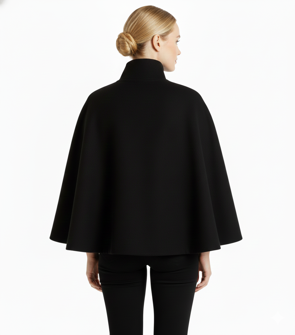 Elegant high collar long coat with removable belt Stylish for Women | Ivanna Élan