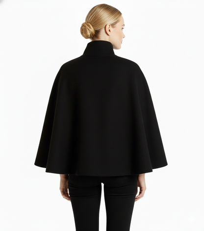 Elegant high collar long coat with removable belt Stylish for Women | Ivanna Élan