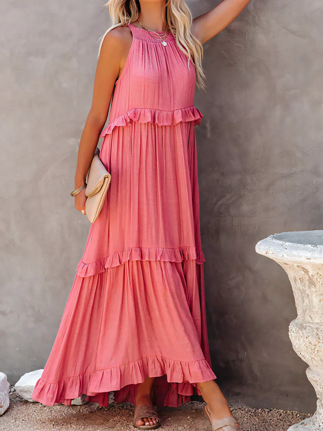 Tiered ruffle maxi dress for women | Lara