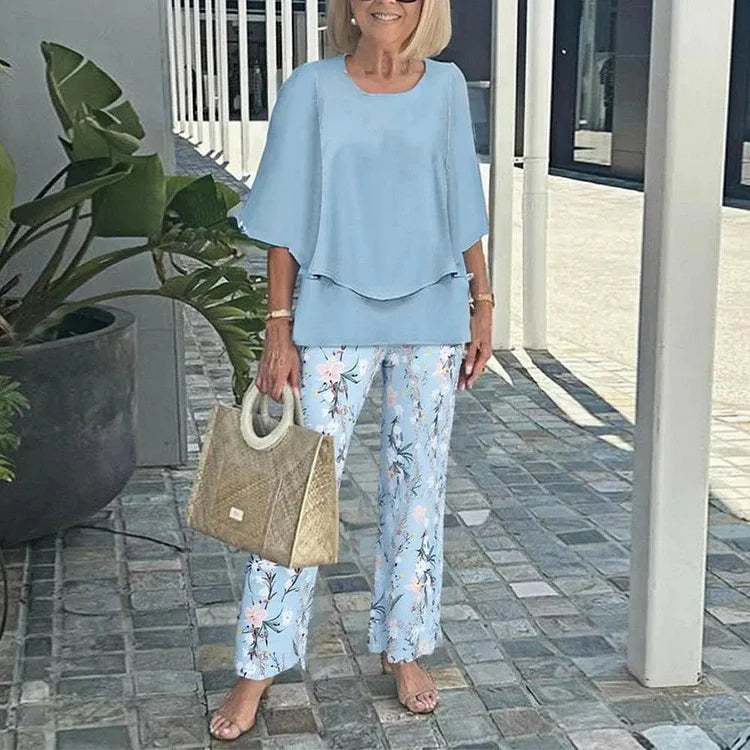 Printed two-piece outfit set for women | Genevieve