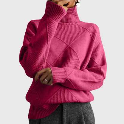 Modern geometric turtleneck sweater with relaxed fit Women | Angela Nova