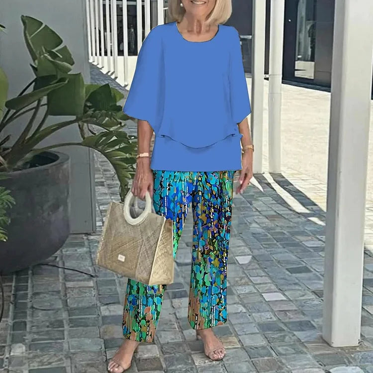 Printed two-piece outfit set for women | Genevieve