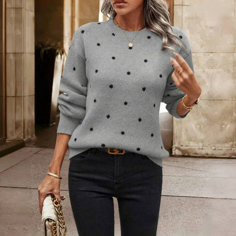 Polka dot knitted playful sweater for women | Nina -7