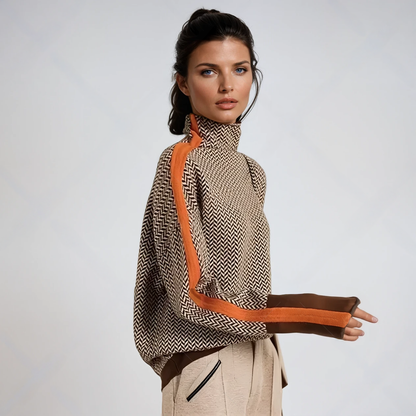 High-neck striped sweater for women | Lucia