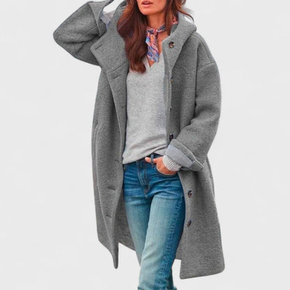 Longline button coat for women | Aida