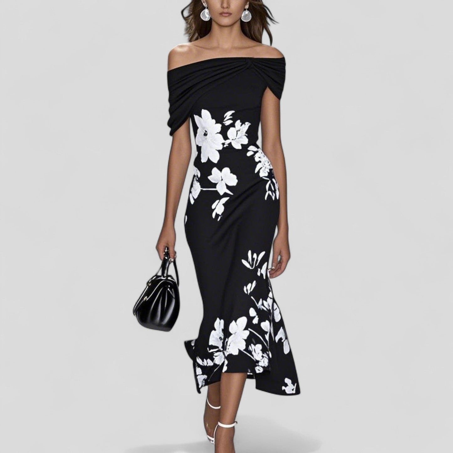 Elegant statement-print everyday midi dress for women | Isadora -3