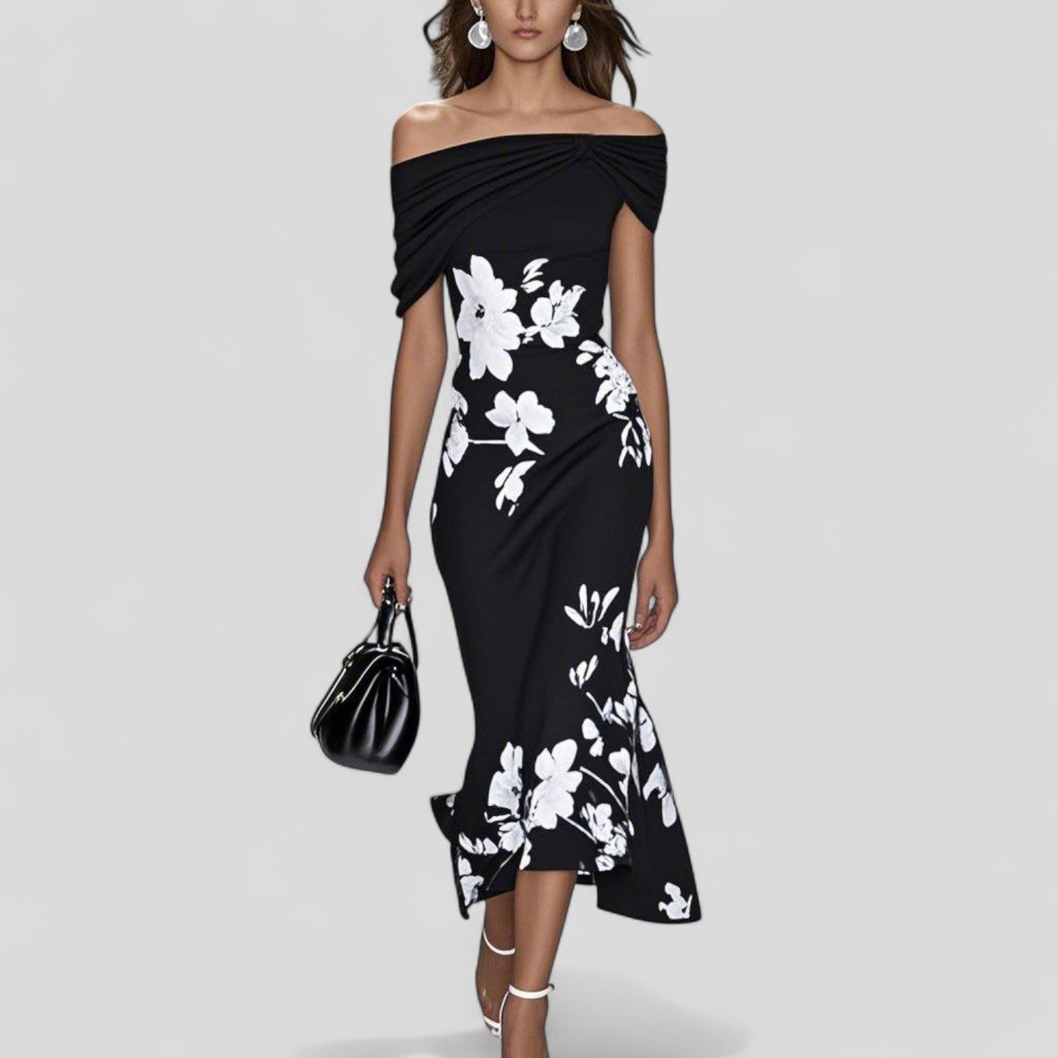 Elegant statement-print everyday midi dress for women | Isadora -3