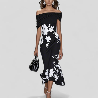 Elegant statement-print everyday midi dress for women | Isadora -3