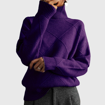 Modern geometric turtleneck sweater with relaxed fit Women | Angela Nova