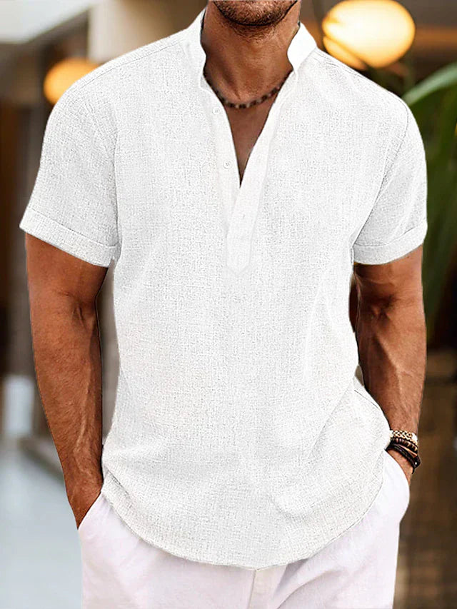 Short sleeve Henley collar summer shirt Classic for Men | Silas Air