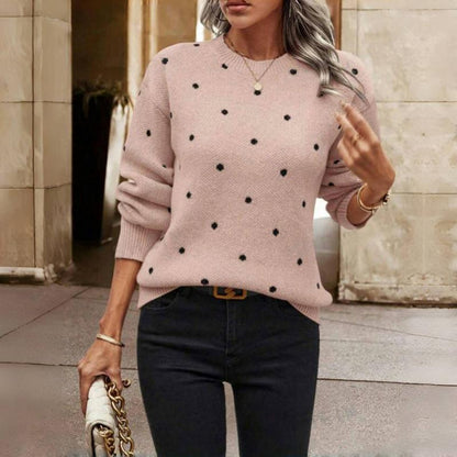 Polka dot knitted playful sweater for women | Nina -8