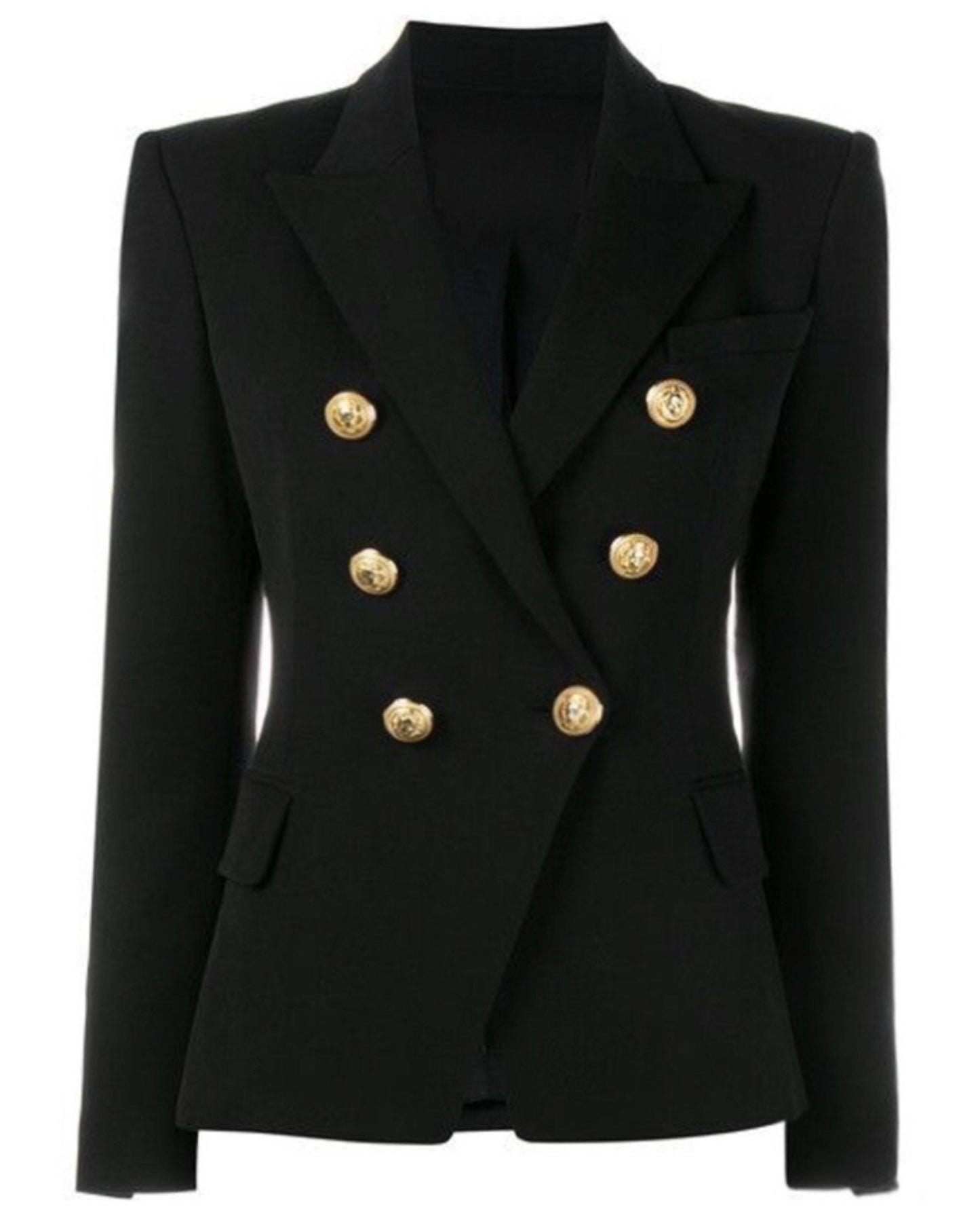 Double-breasted gold-button tailored blazer for women | Vivienne -3
