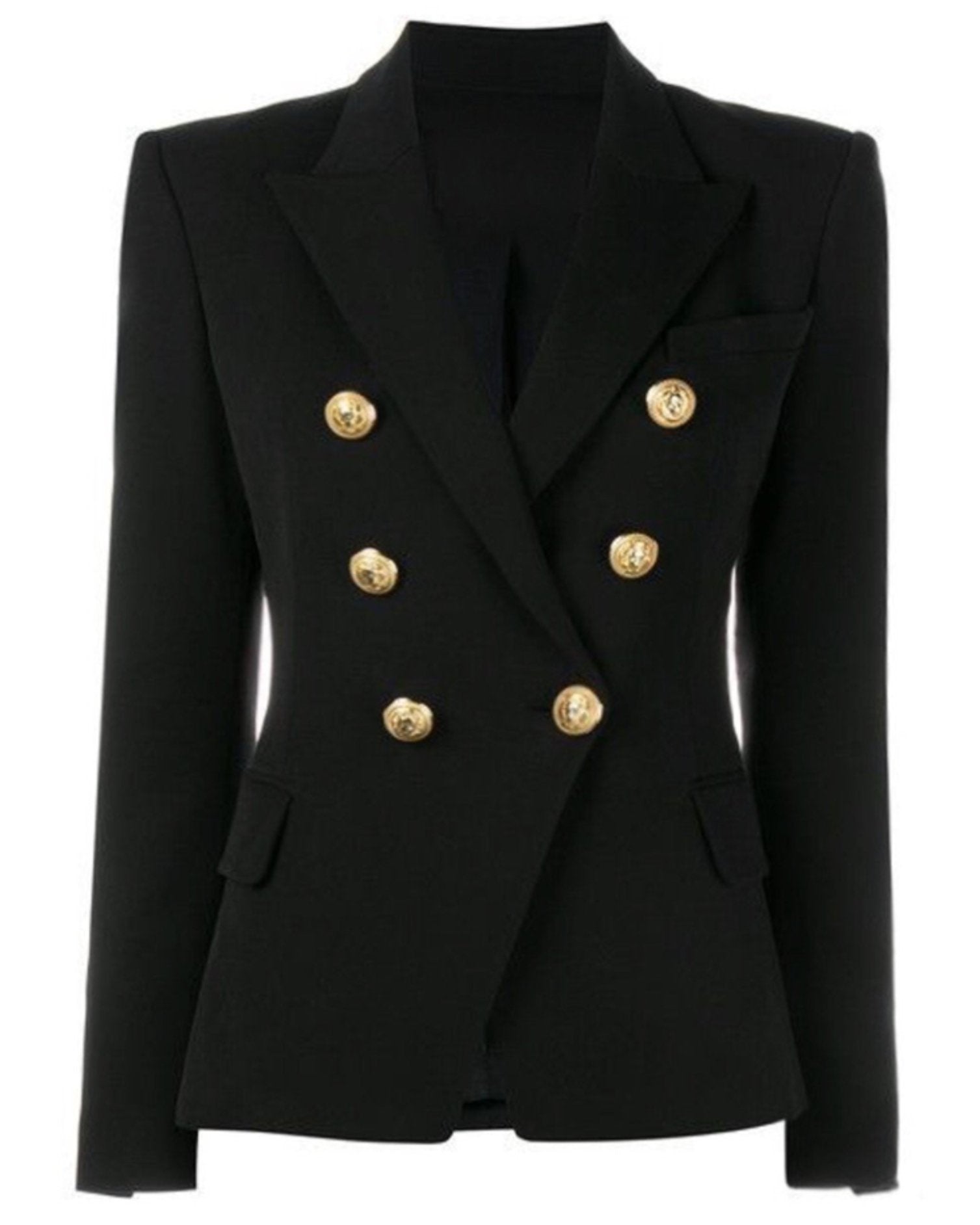 Double-breasted gold-button tailored blazer for women | Vivienne -3