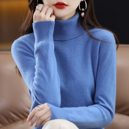 Refined turtleneck soft everyday jumper for women | Elara -2