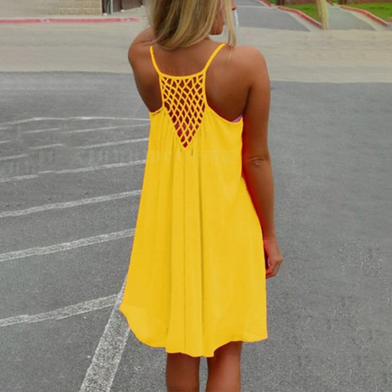 Sheer spaghetti-strap beach cover-up mini dress for women | Isla Breeze -4