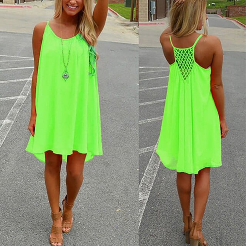 Sheer spaghetti-strap beach cover-up mini dress for women | Isla Breeze -7