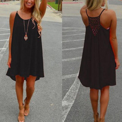 Sheer spaghetti-strap beach cover-up mini dress for women | Isla Breeze -2