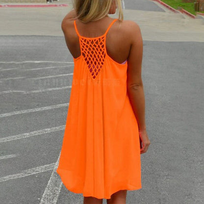 Sheer spaghetti-strap beach cover-up mini dress for women | Isla Breeze -6