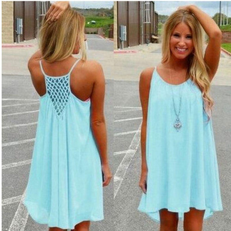 Sheer spaghetti-strap beach cover-up mini dress for women | Isla Breeze -3