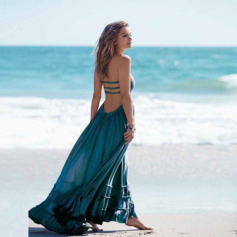 Backless halter ruffle maxi dress for women | Selene Drift -1