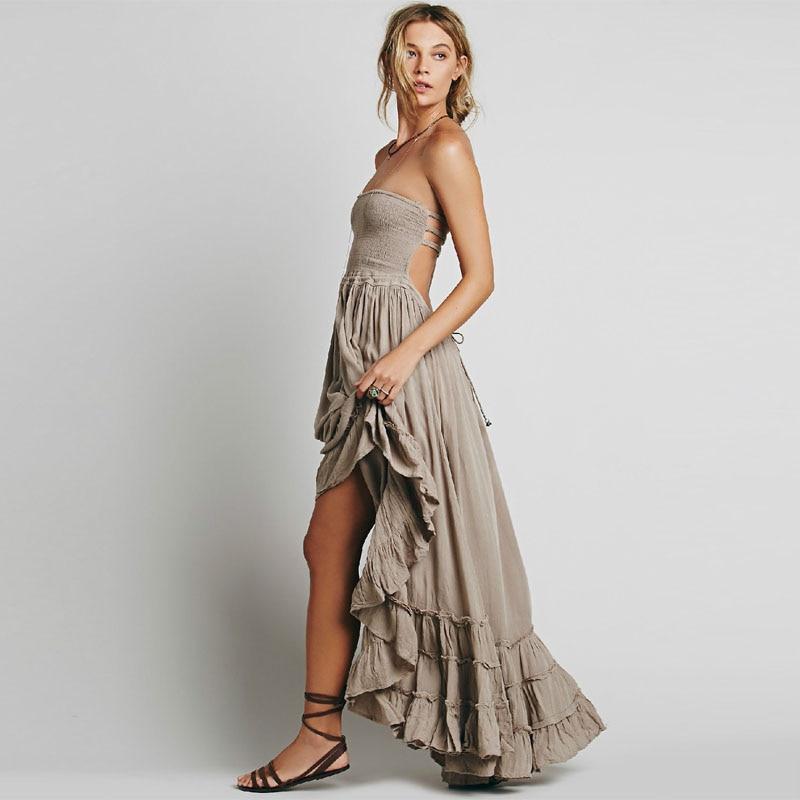 Backless halter ruffle maxi dress for women | Selene Drift -2
