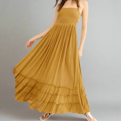 Backless halter ruffle maxi dress for women | Selene Drift -6