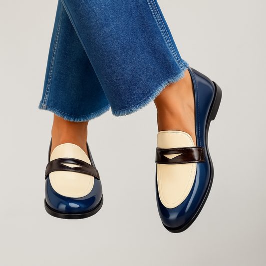 Classic Two-Tone Slip-On Loafers for Women | Claudia