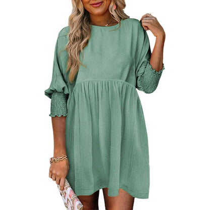 Casual crew-neck loose-fit everyday mini dress for women | Mirasol -4