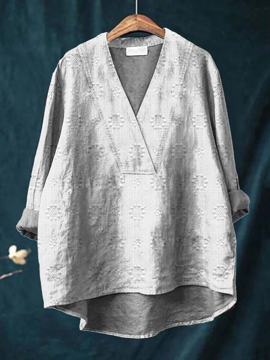Embroidered V-Neck Relaxed Blouse for Women | Cara