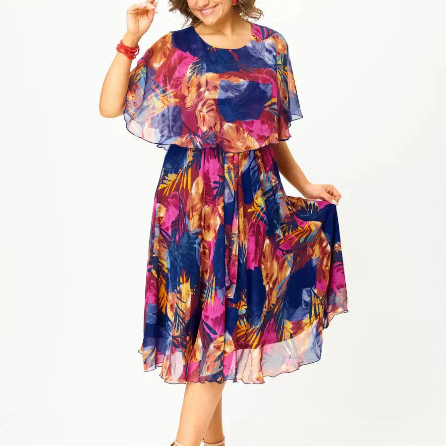 Comfortable relaxed everyday chiffon dress for women | Barbara -2