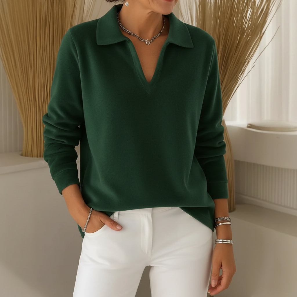 Soft Collared V-Neck Knit Jumper for Women | Amelia