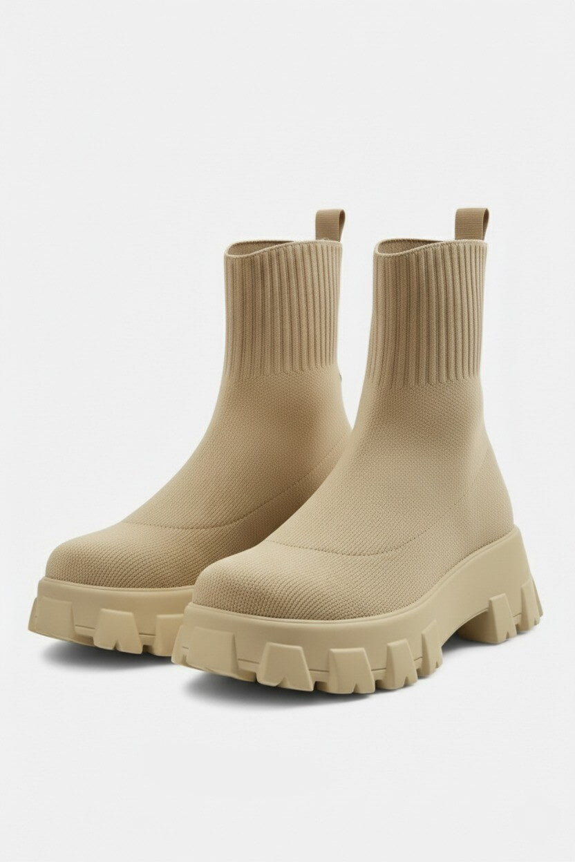 Platform ankle boots with round toe design for women | Caurelle