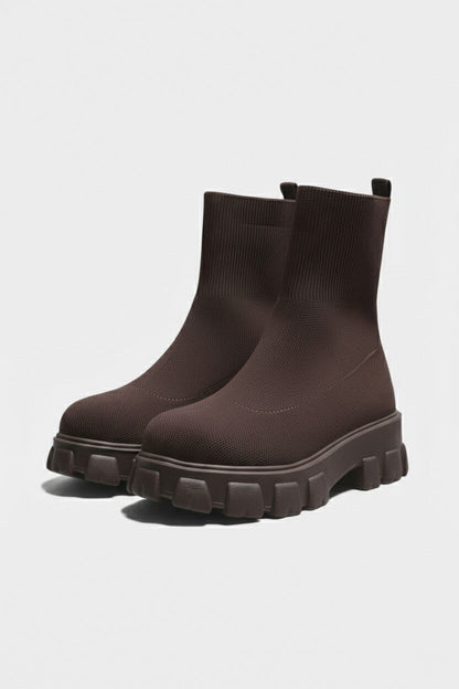Platform ankle boots with round toe design for women | Caurelle