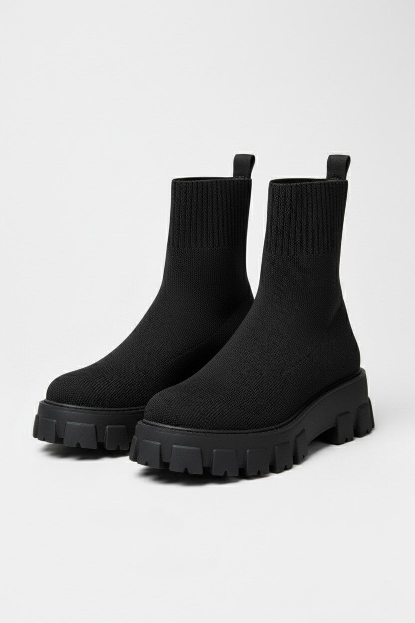 Platform ankle boots with round toe design for women | Caurelle