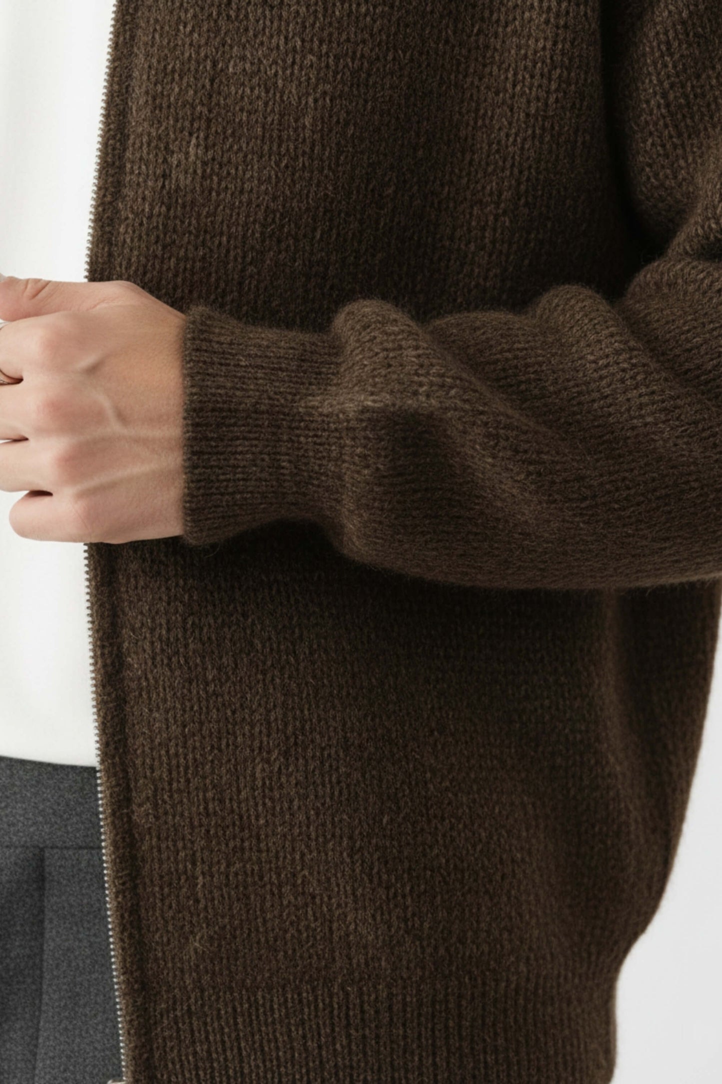 Full-zip stand collar knit jumper for men | Caurelle