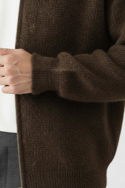 Full-zip stand collar knit jumper for men | Caurelle