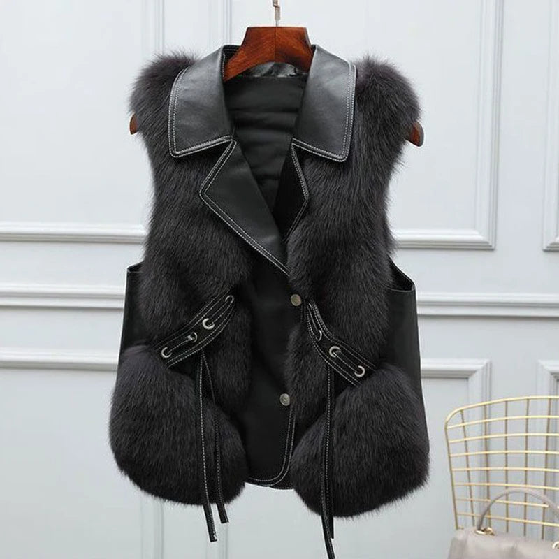Faux fur statement vest for women | Nereida