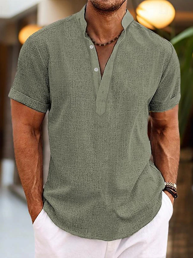 Short sleeve Henley collar summer shirt Classic for Men | Silas Air