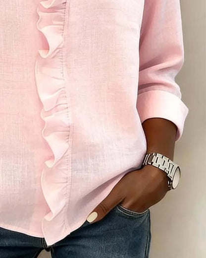 Ruffle V-Neck Long Sleeve Blouse for Women | Indie