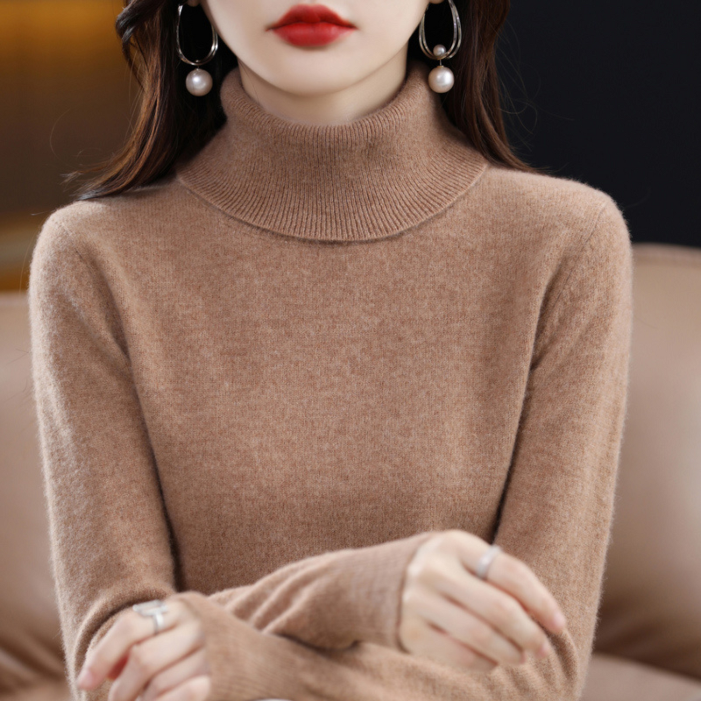 Elegant turtleneck knit sweater with soft feel Cozy for Women | Emmie Luxe