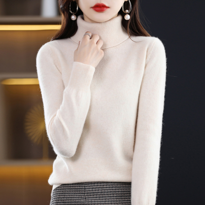 Refined turtleneck soft everyday jumper for women | Elara -14