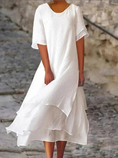 Layered flowy elegant midi dress for women | Jasmine -2